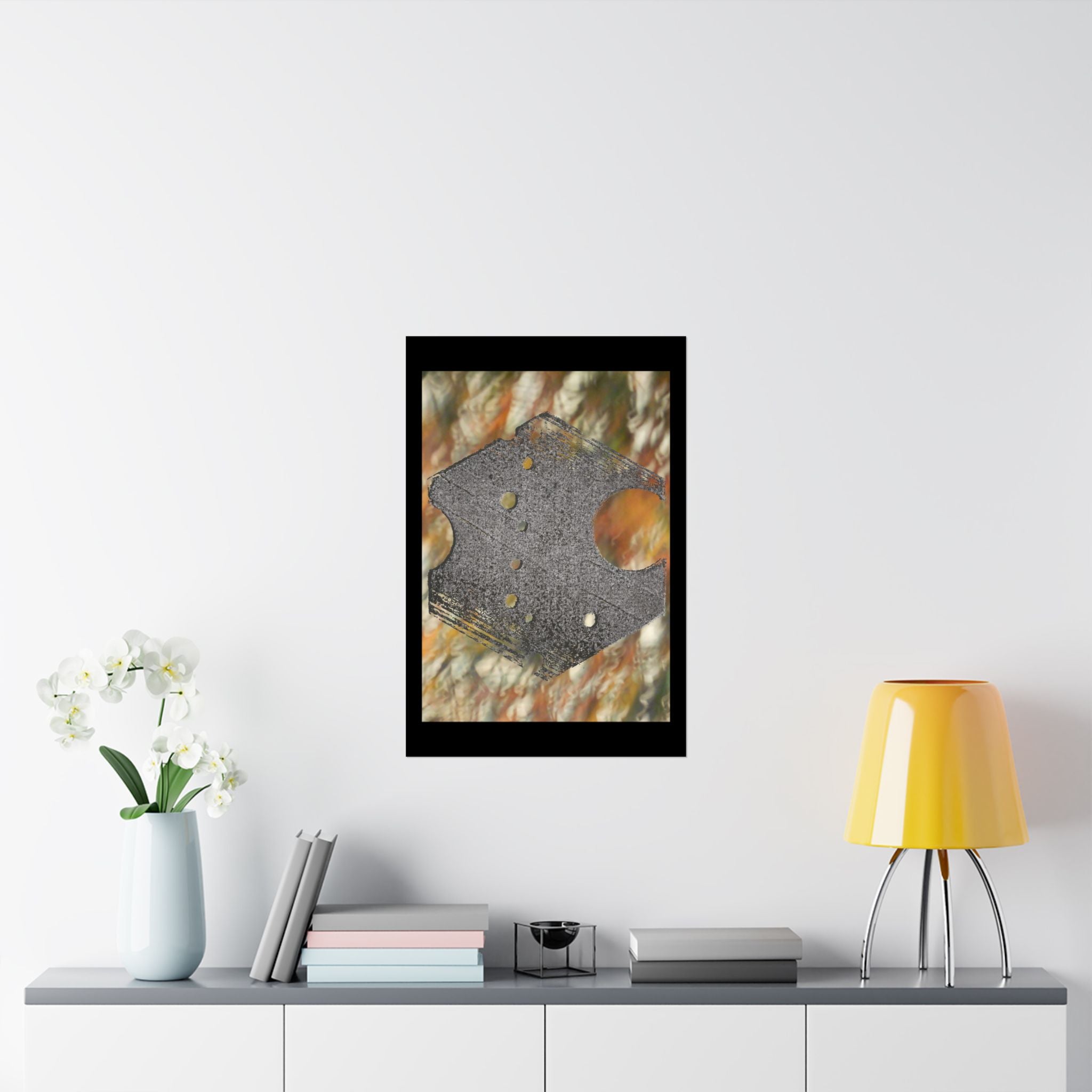Abstract Geometric Hexagon Art Matte Vertical Poster | Textured Earth Tones