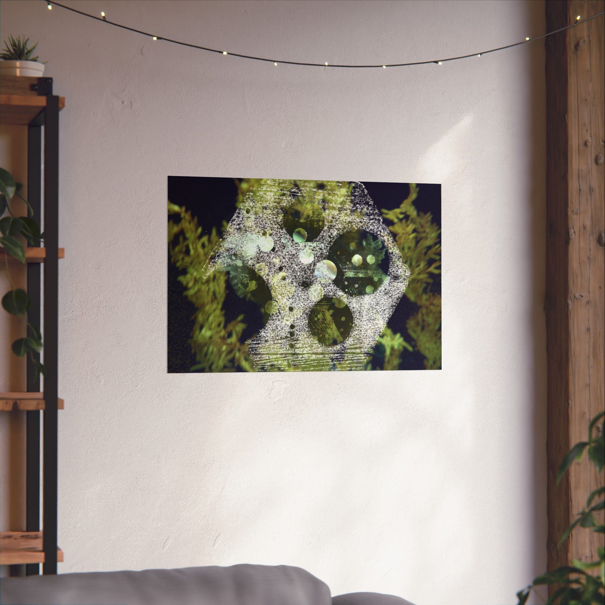 Abstracte poster met groen koraalrif, matte afwerking — Horizontale wanddecoratie geïnspireerd op de oceaan 