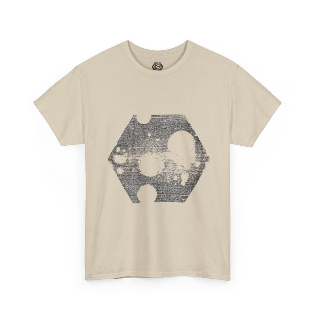 Hexagon Circles Graphic Tee — Digital Manual Print Art
