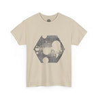 Hexagon Circles Graphic Tee — Digital Manual Print Art
