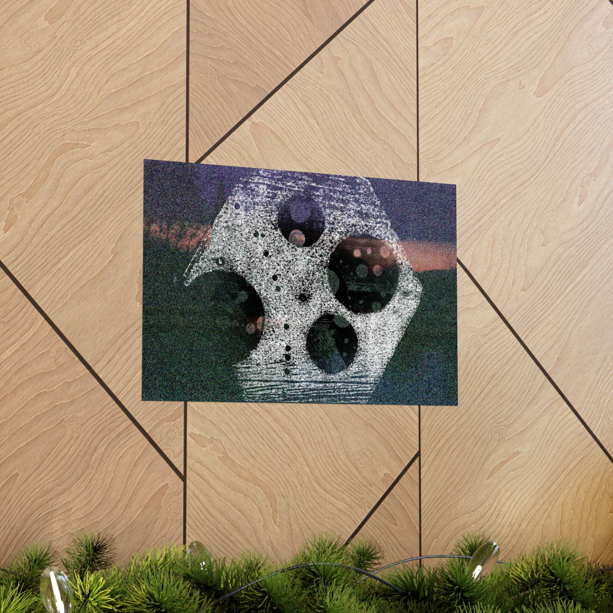 Abstract Cosmic Hex Matte Poster — Surreal Moon & Film Reel Wall Art