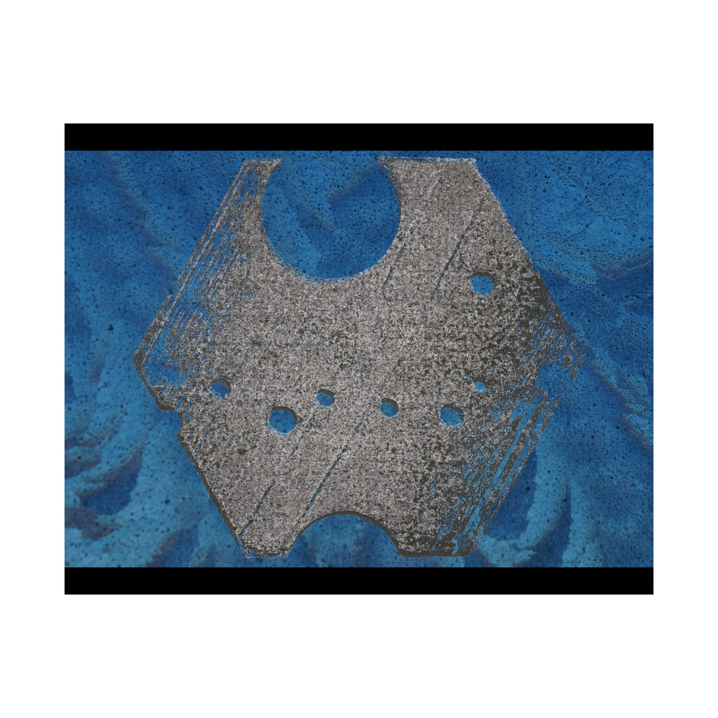 Abstract Blue Texture with Metallic Geometric Shape Poster