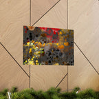 Abstracte matte poster met honingraatpatroon — Geometrische kunst in warme goud- en roesttinten 