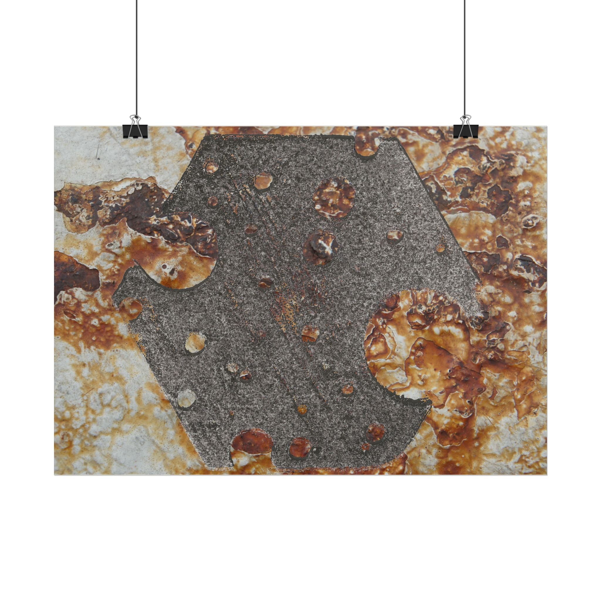 Abstracte poster met roesttextuur — Industriële wanddecoratie (horizontaal) 