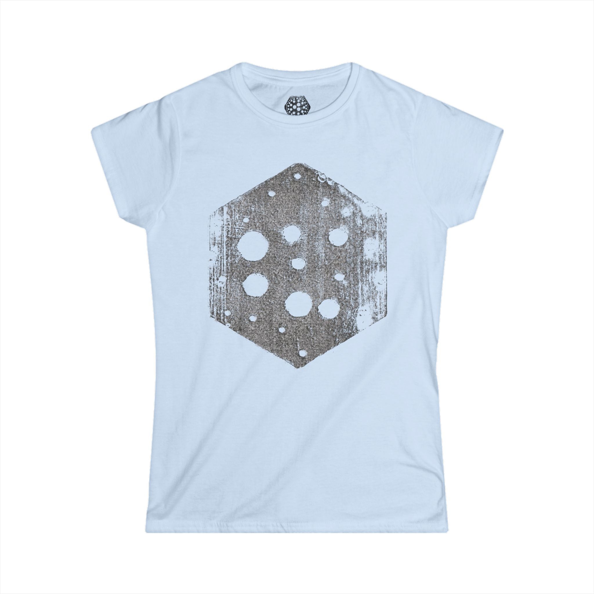 Dames T-shirt met zeshoekige dobbelstenenprint — Vintage bordspel T-shirt 