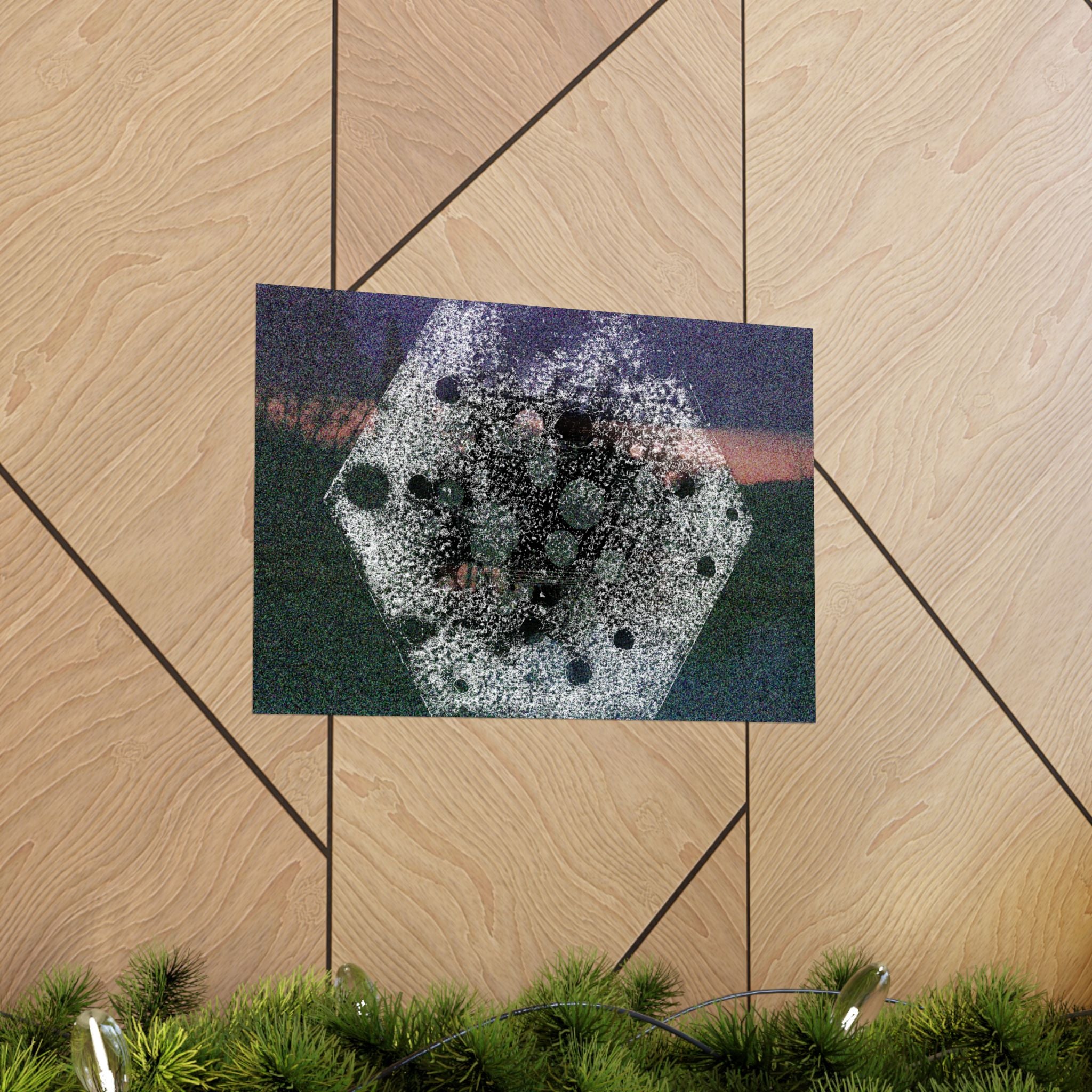 Abstract Cosmic Hex Matte Poster — Surreal Grainy Space Art Horizontal Print