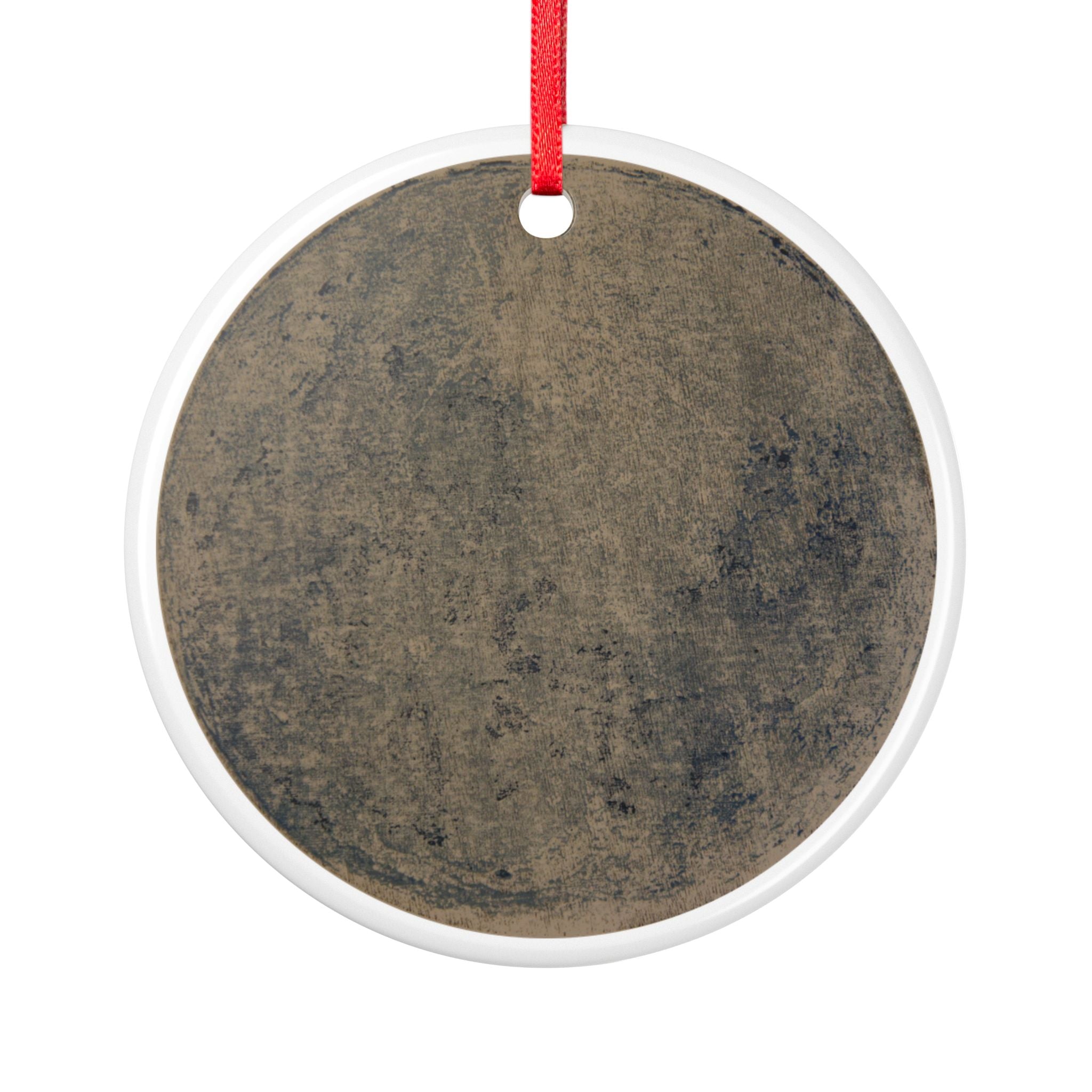 Vintage Grunge Ceramic Ornament — Round Double‑Sided Rustic Holiday Decoration