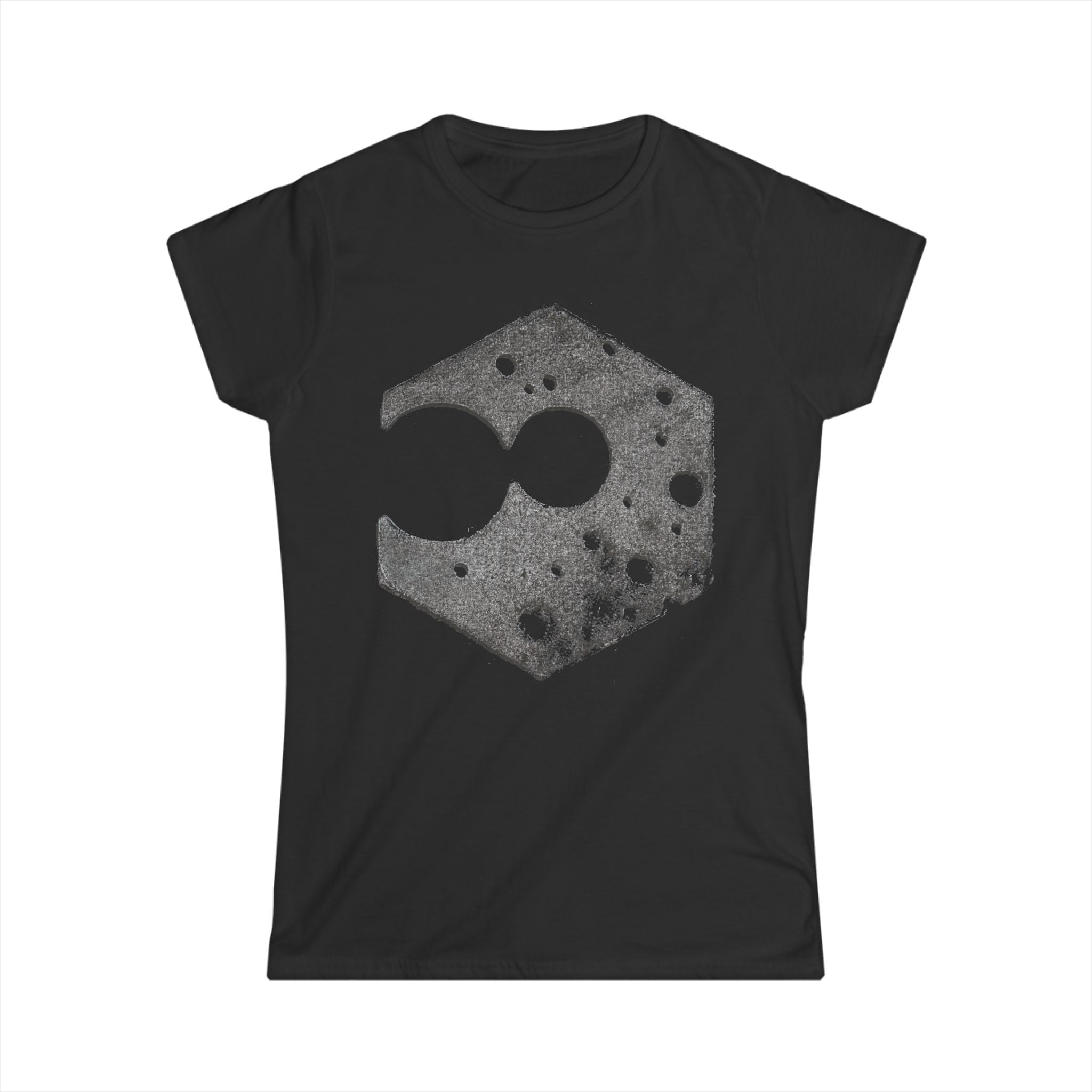 Damesshirt — Abstracte zeshoekige maanprint 