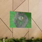 Abstracte zeshoekige metalen textuurposter | Matte horizontale poster, groene organische achtergrond 
