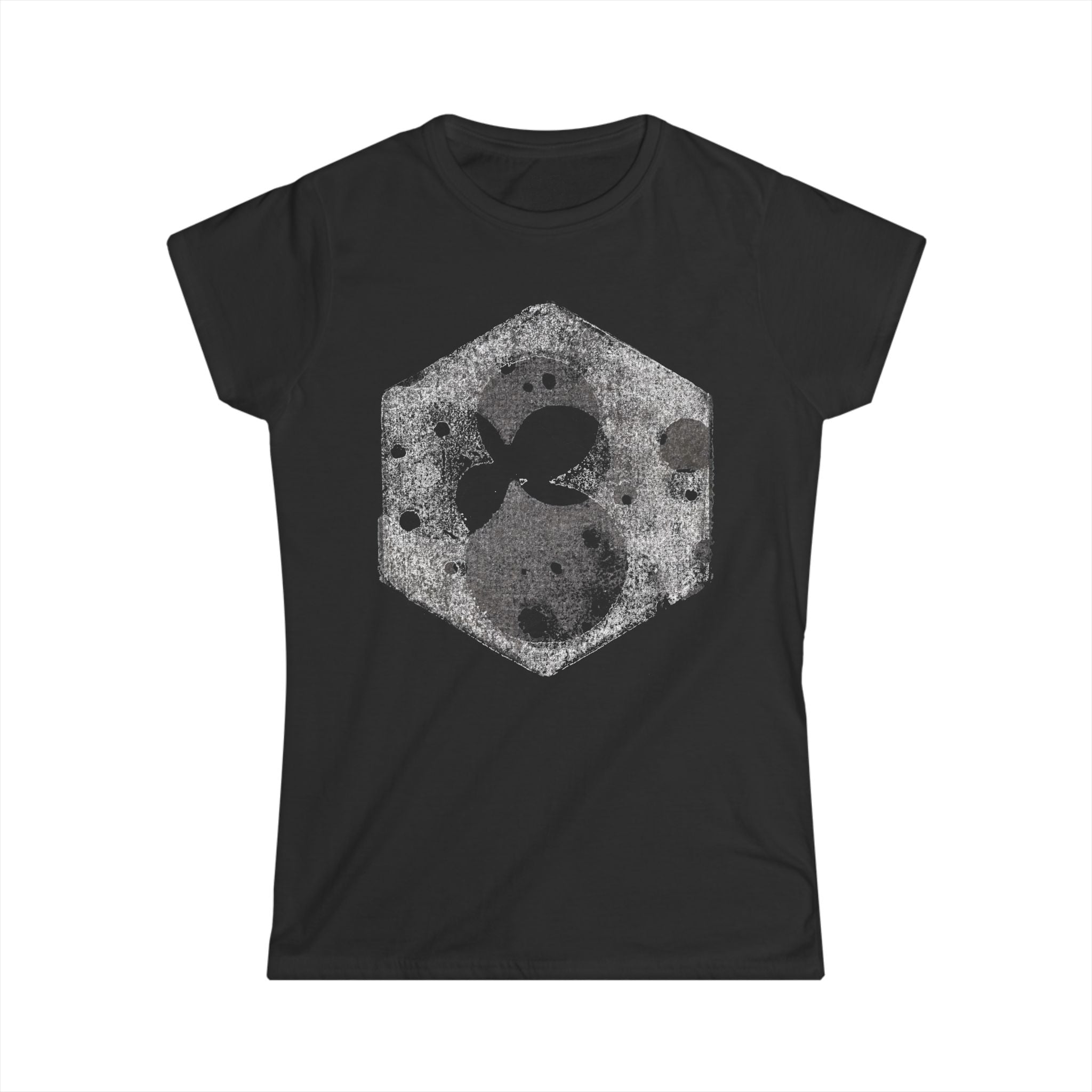 Damesshirt — Shirt met een verweerde zeshoekige wolkenprint 