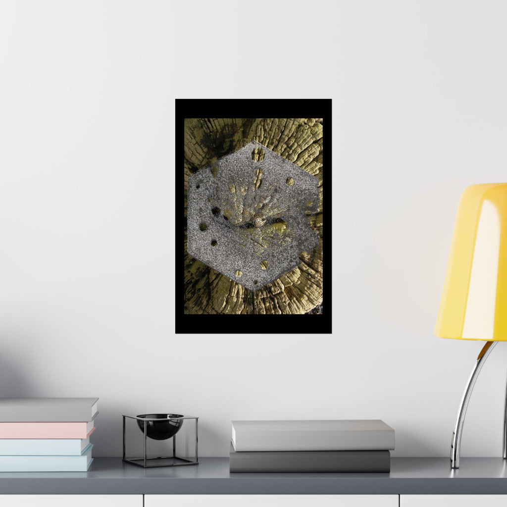 Gold Leaf Abstract Art Matte Poster | Metallic Hexagon Wall Art