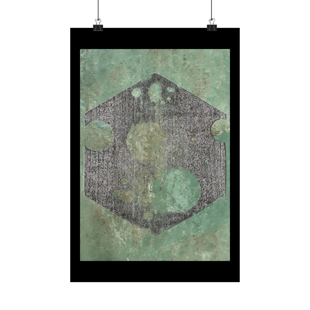 Abstract Geometric Hexagon Art Matte Vertical Poster | Green Textured Circles