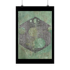 Abstract Geometric Hexagon Art Matte Vertical Poster | Green Textured Circles