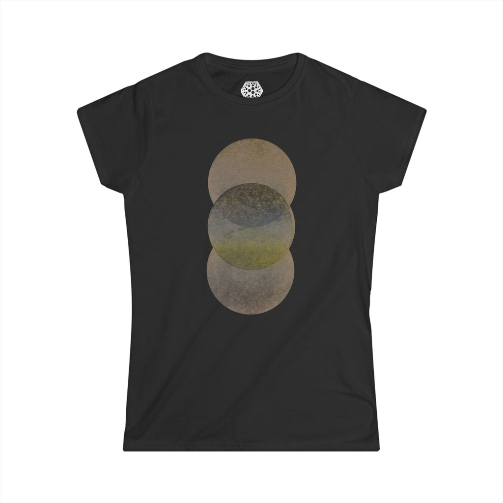 Abstract Earth Tone Moon Phase Tee — Minimalist Women's Graphic T-Shirt