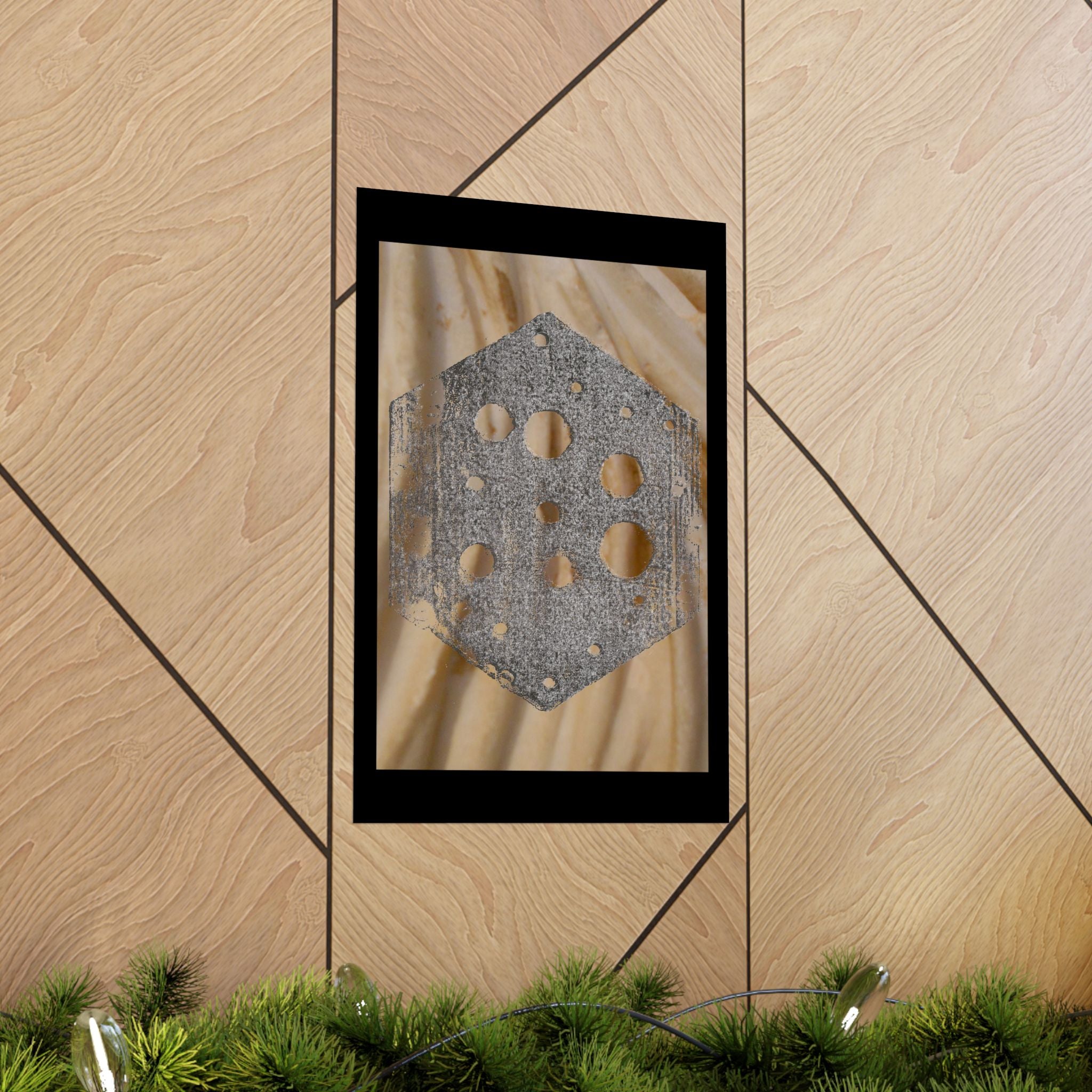 Abstract Hexagon Texture Poster — Industrial Geometric Wall Art (Matte Vertical)