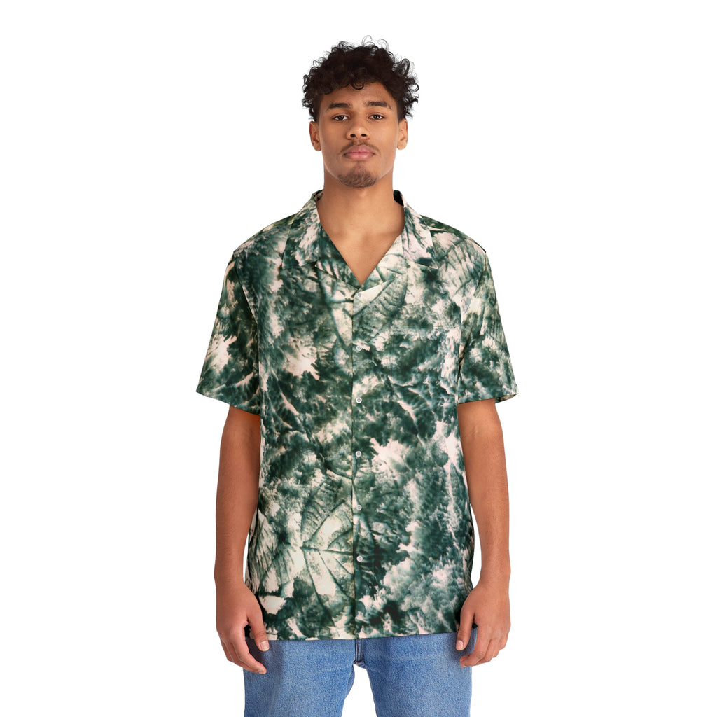 Green Tie-Dye Hawaiian Shirt — Men's Tropical Button-Up