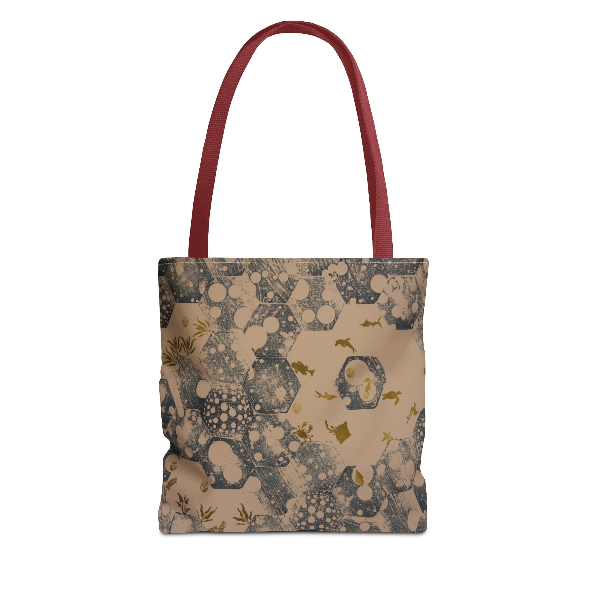 Abstract Marble Pattern Tote Bag — Neutral Honeycomb Bubble Design