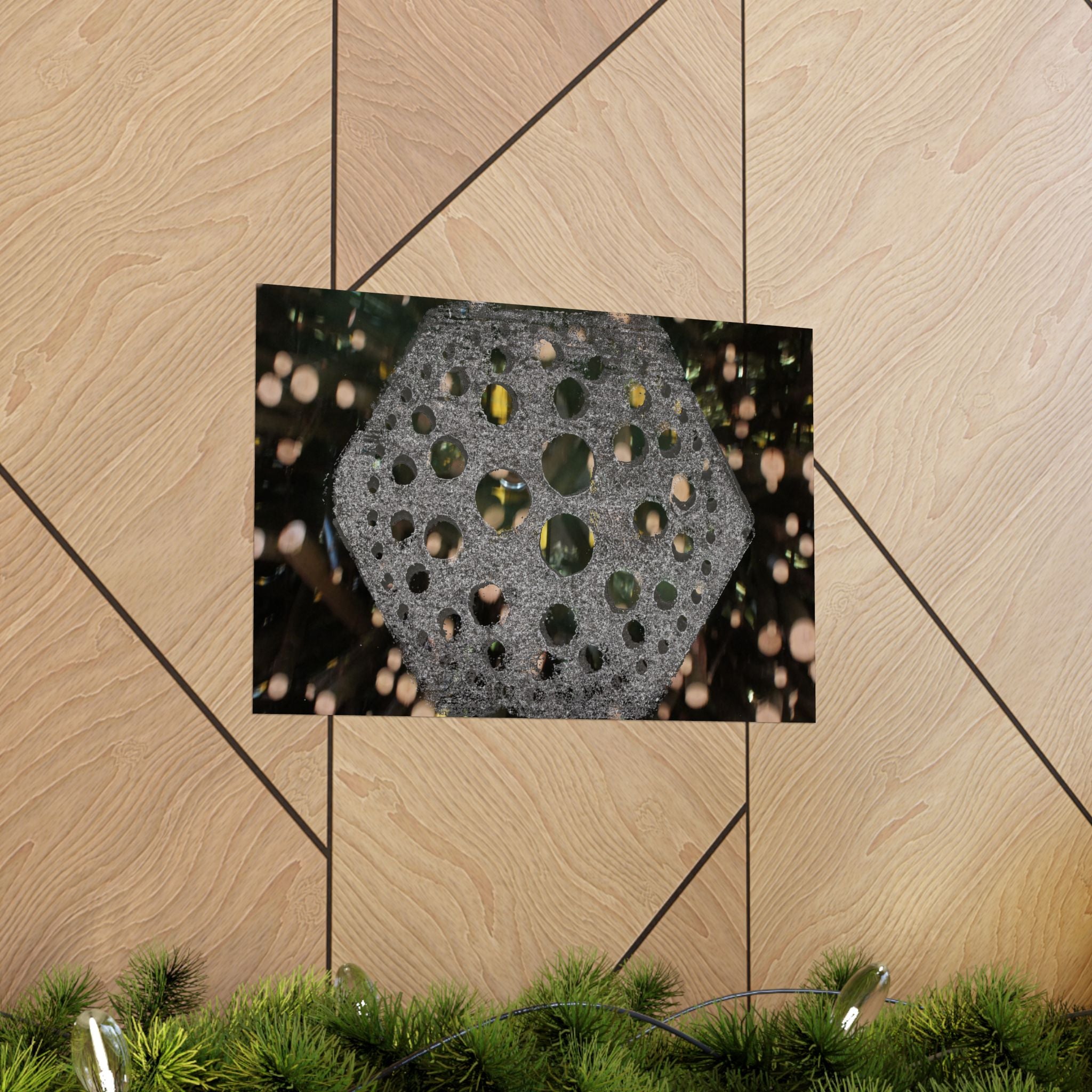 Poster met zeshoekig gatenpatroon | Matte horizontale poster, abstracte geometrische muurdecoratie 