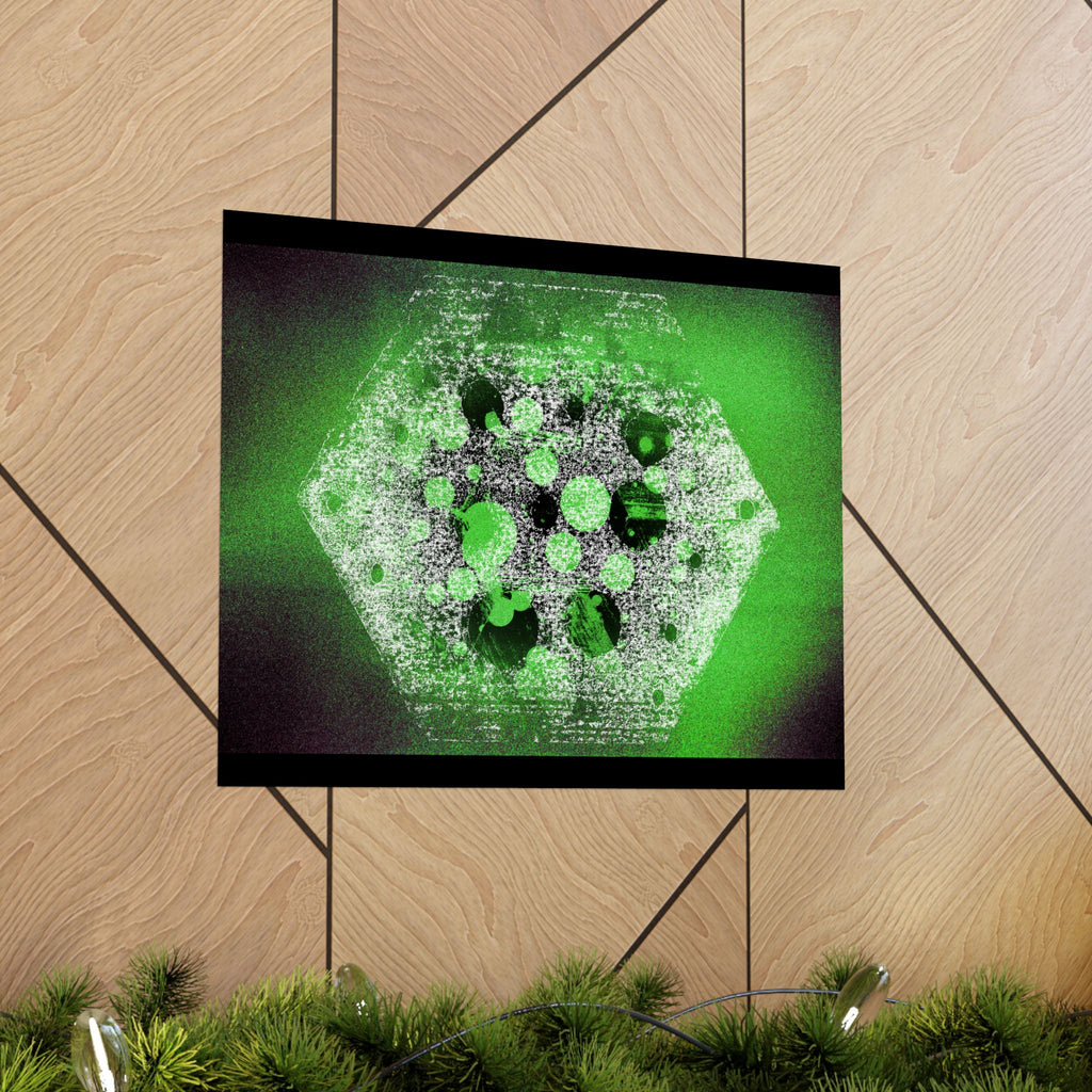 Abstract Green Hexagon Matte Poster — Modern Sci‑Fi Wall Art