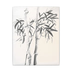 Bamboe-inktschilderij, matte canvasprint — Minimalistische Aziatische muurdecoratie 