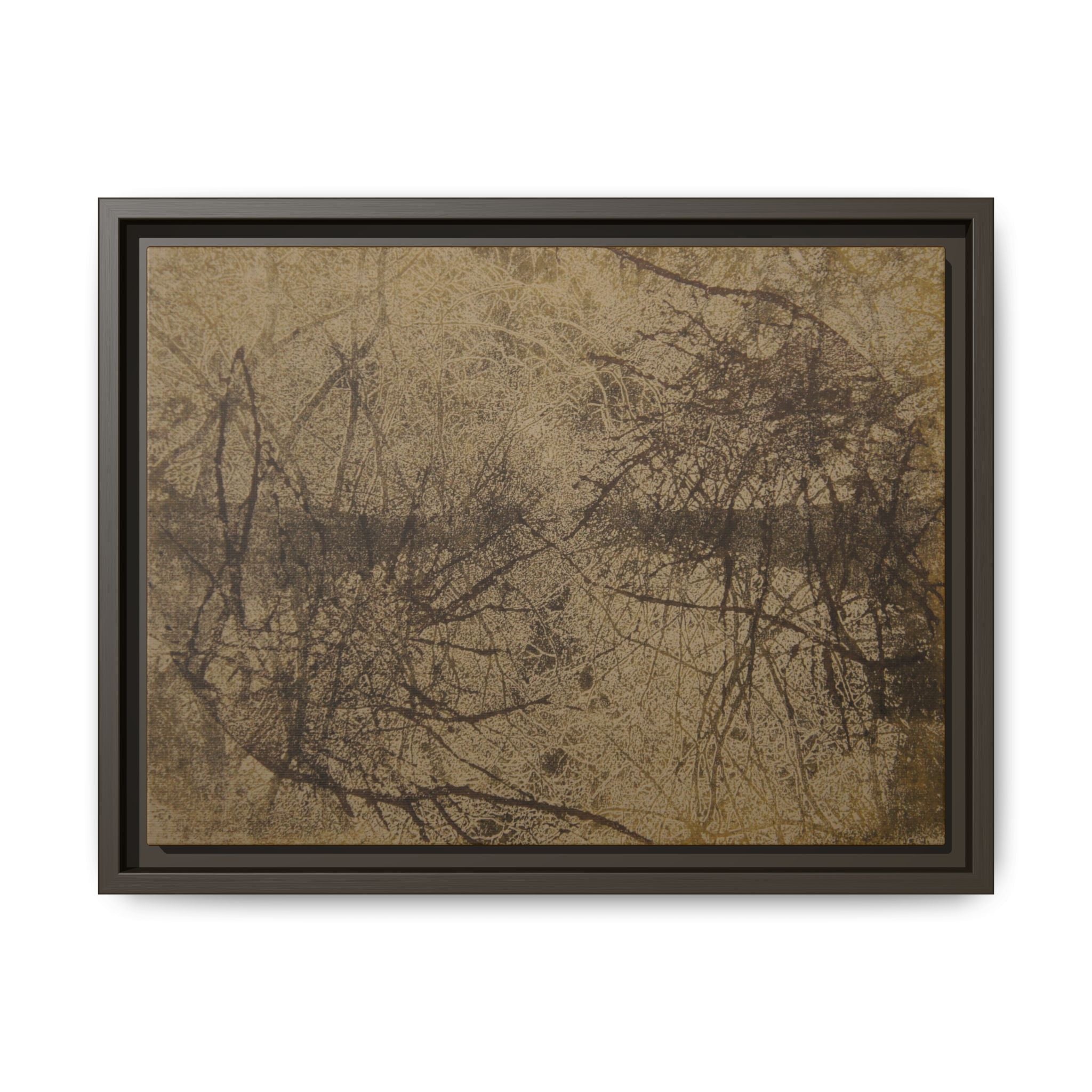 Framed Matte Canvas Art, no 03 — Twin Tree Wood-Carving Reproduction (Black & Raw Umber)