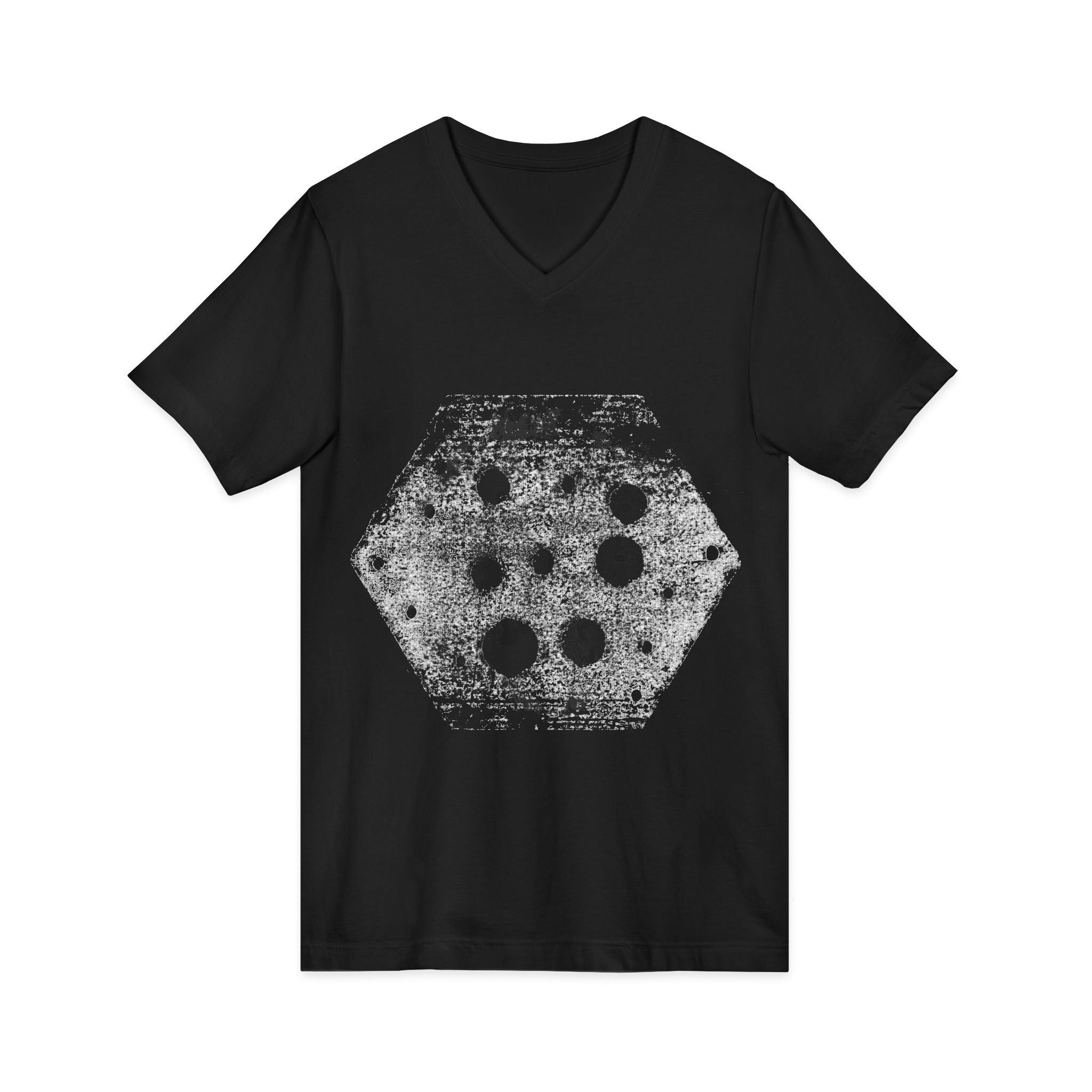 Hex Moon Graphic Tee Design Hex33 — Distressed Space Cheese Vintage Astronomy V-Neck T-Shirt