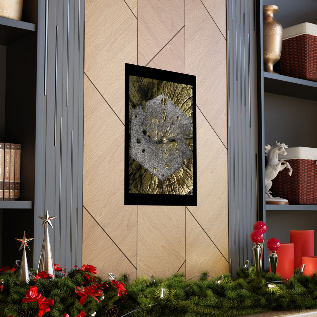Gold Leaf Abstract Art Matte Poster | Metallic Hexagon Wall Art