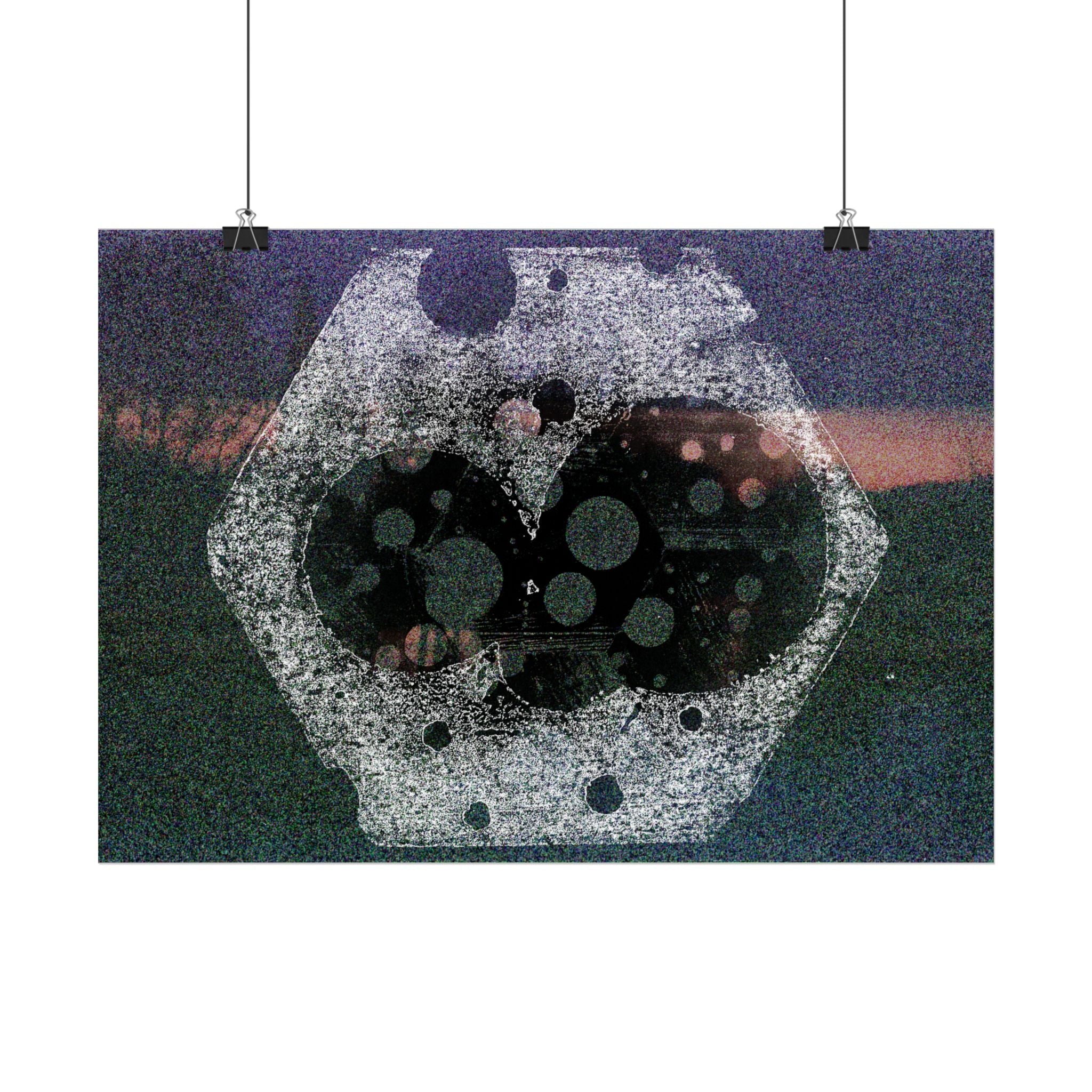 Abstracte hemelse zeshoekposter — Stemmige nachtelijke hemel kunstprint 