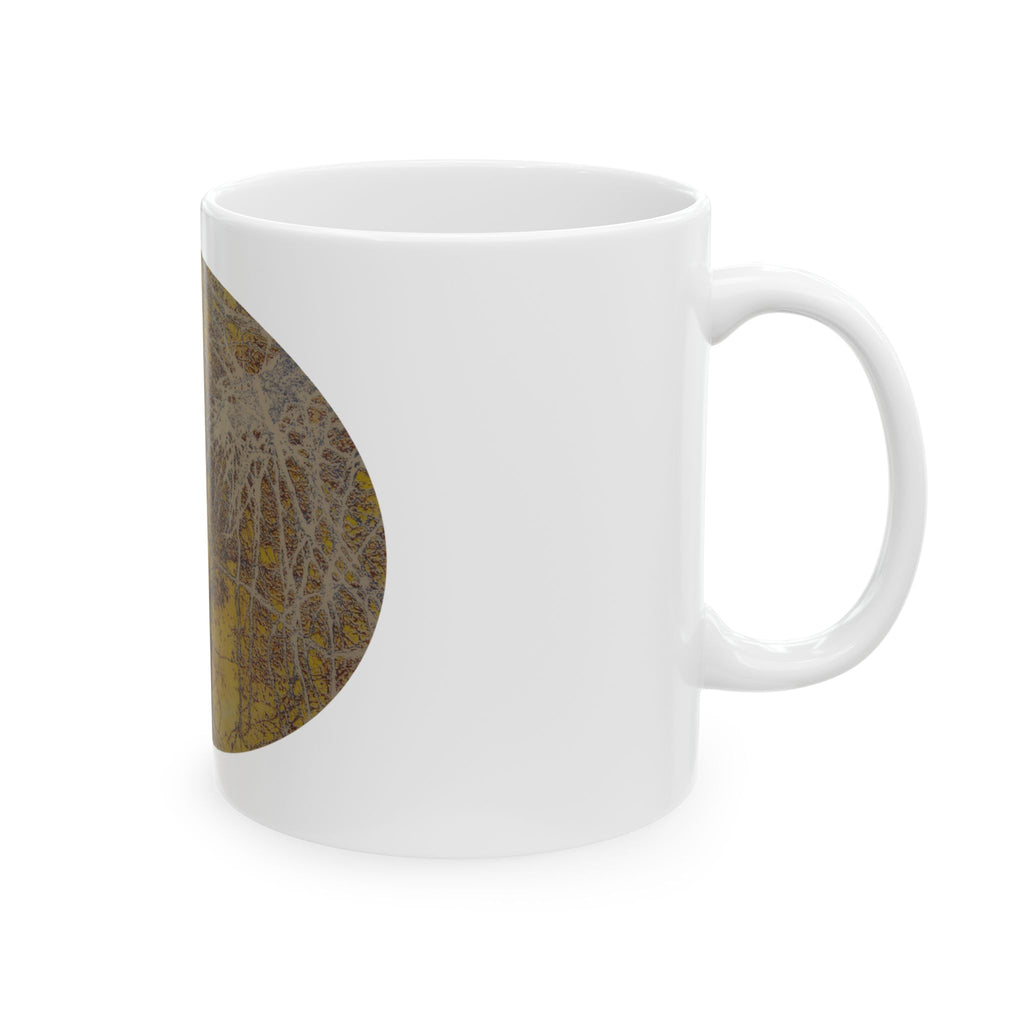 Rustieke keramische mok met herfstboommotief — Koffiekopje geïnspireerd op de natuur - nr. 37 