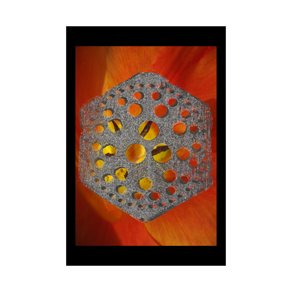 Hexagon Metal Pattern on Orange Petal Matte Poster