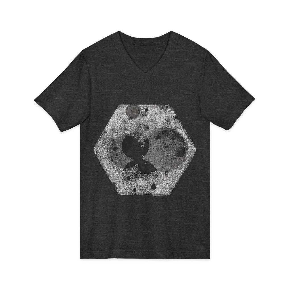 Hex Moon Graphic V-Neck Tee Design Hex18 — Distressed Space Cheese Vintage Astronomy V-Neck T-Shirt