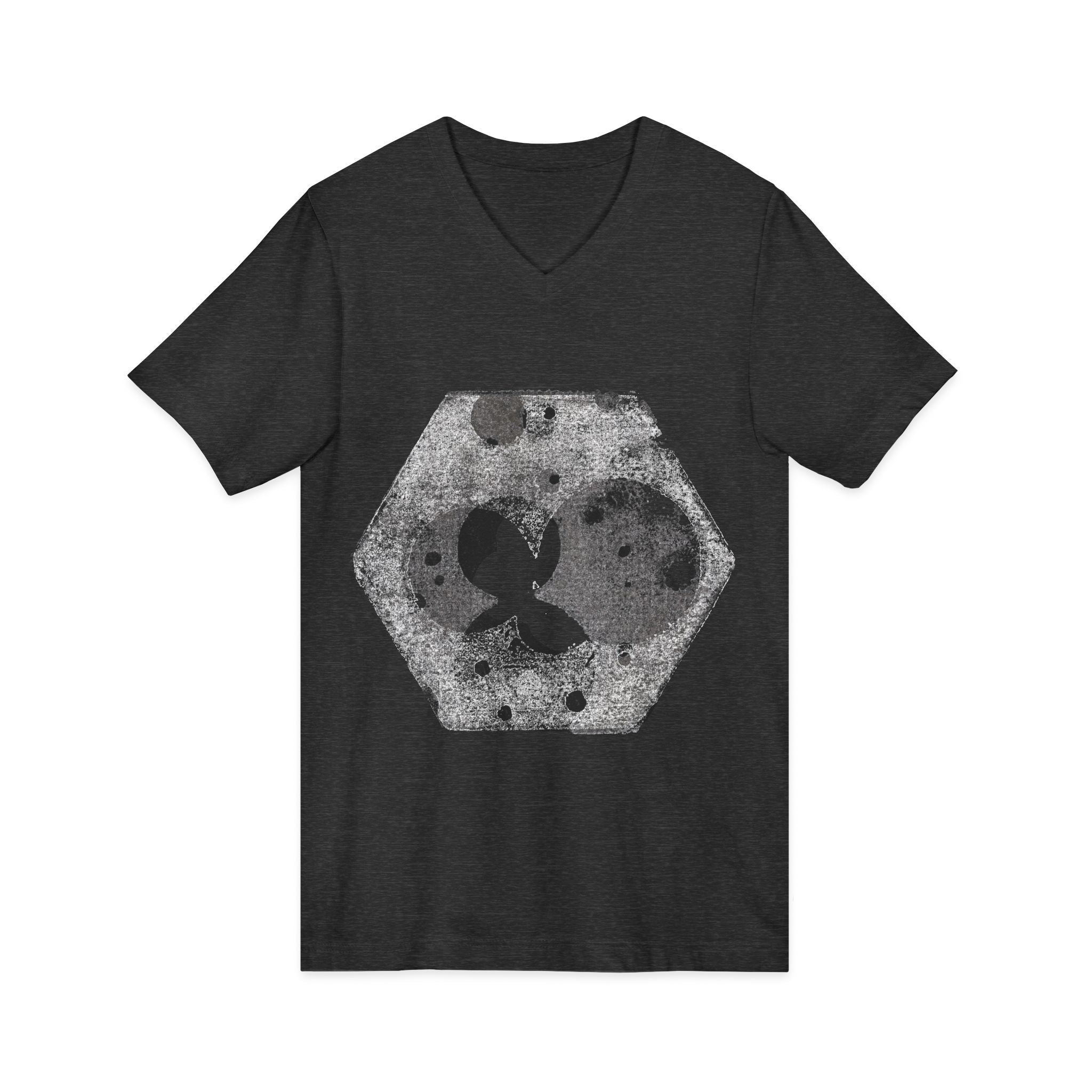 Hex Moon Graphic V-hals T-shirt Design Hex18 — Verweerde Space Cheese Vintage Astronomie V-hals T-shirt 