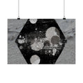 Matte Horizontal Poster — Grunge Hexagon Moonprint (Black & Gray Abstract)