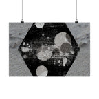 Matte Horizontal Poster — Grunge Hexagon Moonprint (Black & Gray Abstract)