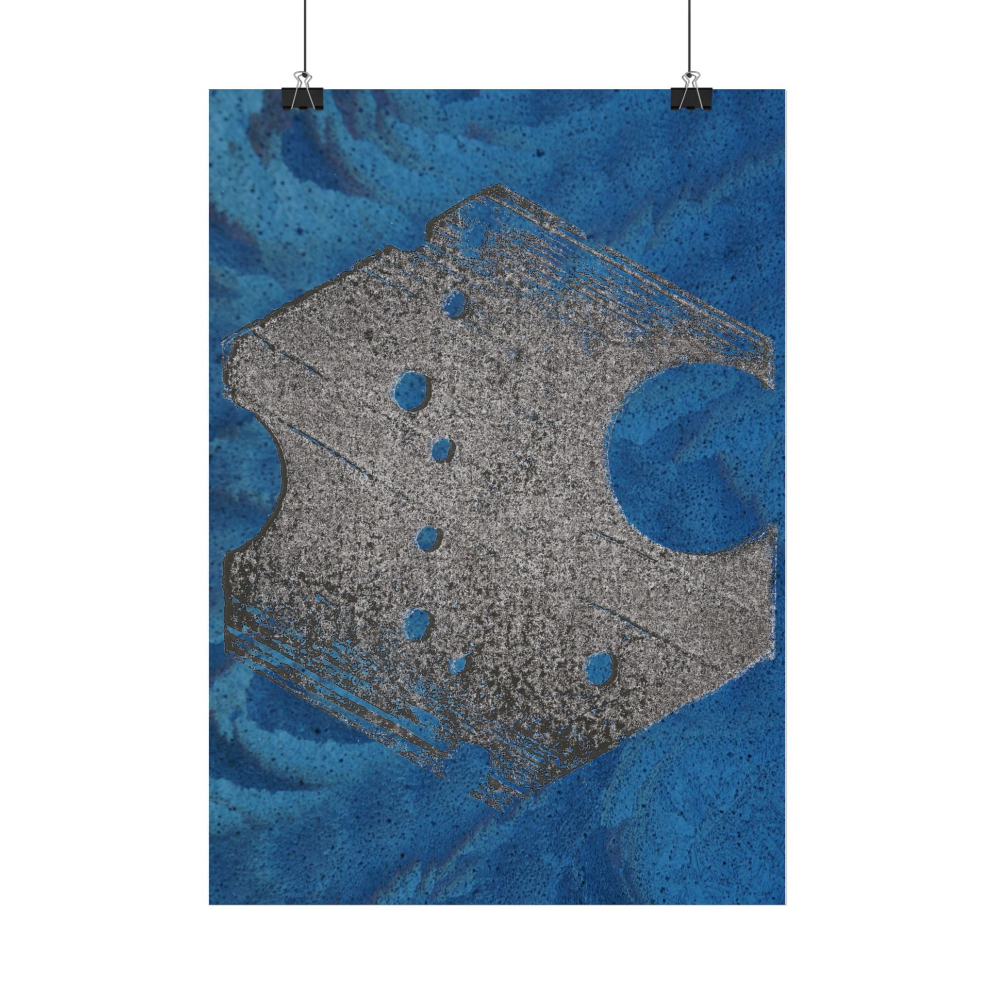 Abstracte geode textuur verticale poster | Blauwe steen muurdecoratie 