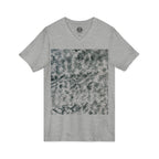 Abstract Black & White Tie-Dye V-Neck Tee — Minimalist Art Square Design