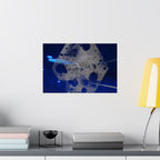 Abstract Blue Space Poster — Matte Horizontal Art Print