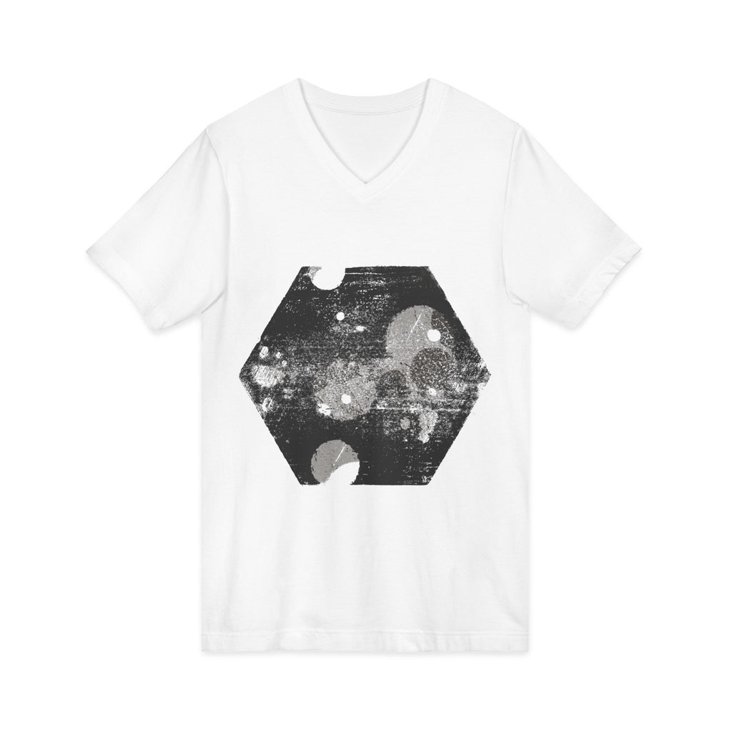 Hex Moon Graphic V-Neck Tee Design Hex21 — Distressed Space Cheese Vintage Astronomy V-Neck T-Shirt