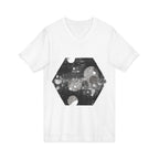 Hex Moon Graphic V-Neck Tee Design Hex21 — Distressed Space Cheese Vintage Astronomy V-Neck T-Shirt