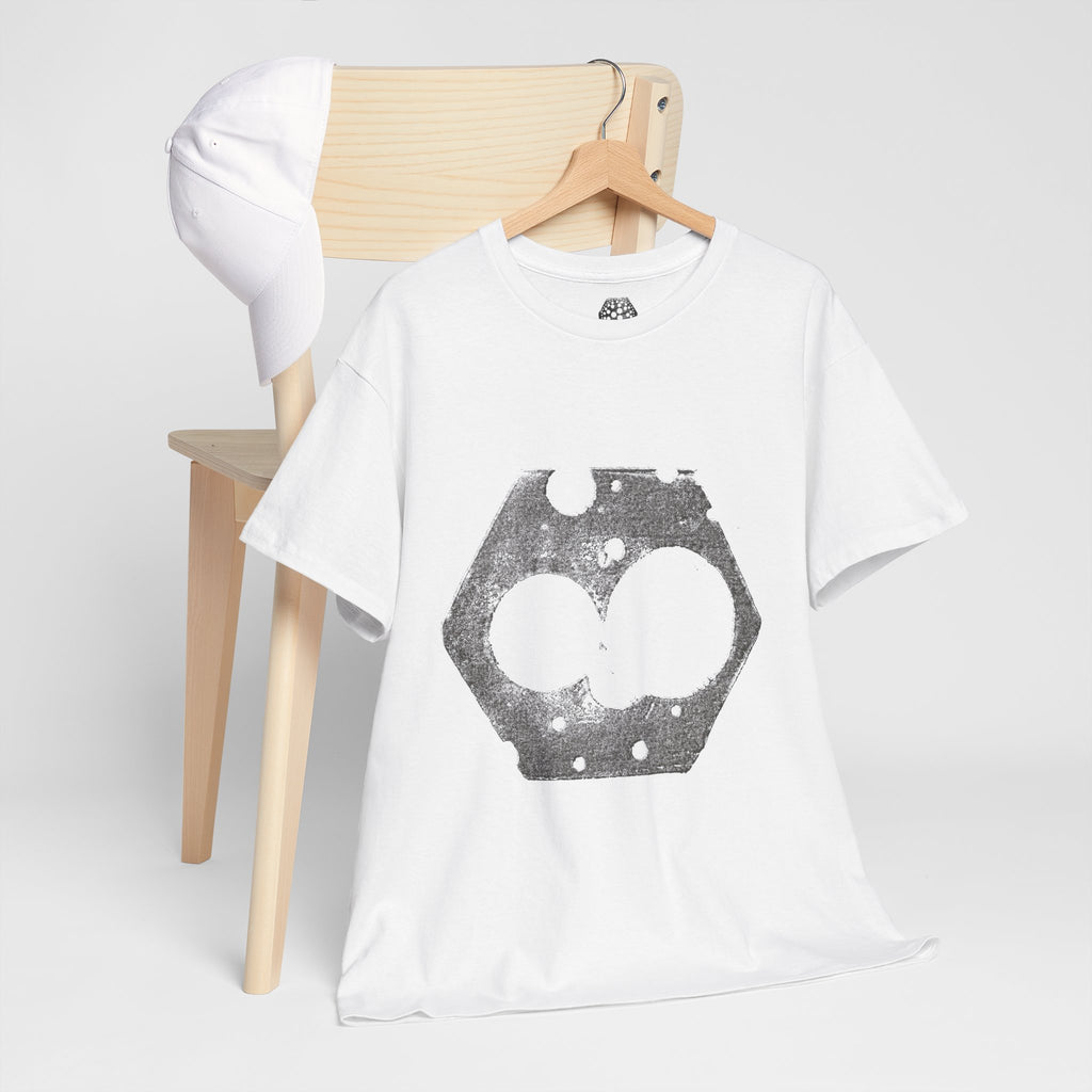 Hexagon Circles Graphic Tee — Digital Manual Print Art