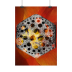 Abstracte zeshoekige bloemenposter — verticale kunstprint