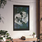 Abstract Moon Phase Matte Poster — Dark Blue Textured Wall Art