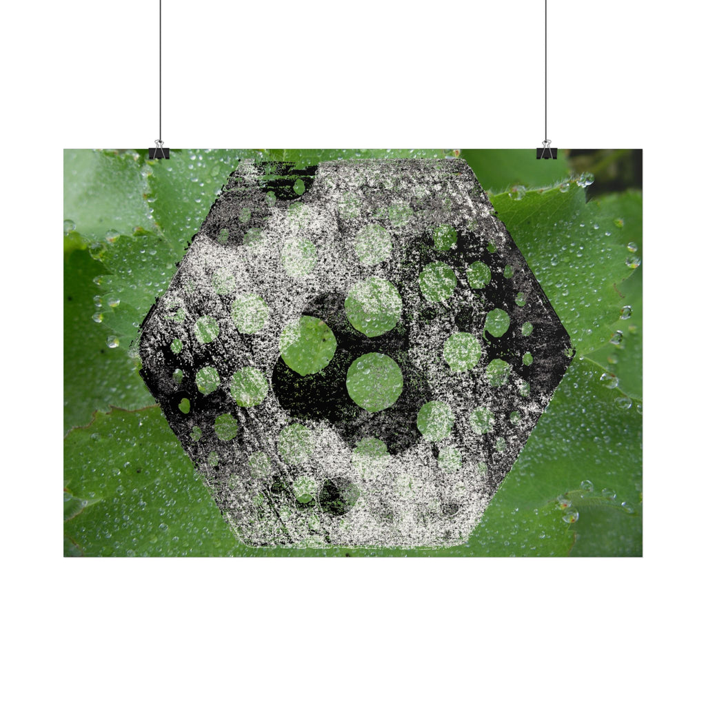 Horizontal Poster — Green Hexagon Botanical Abstract Wall Art