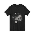 Hex Moon Graphic V-Neck Tee Design Hex21 — Distressed Space Cheese Vintage Astronomy V-Neck T-Shirt