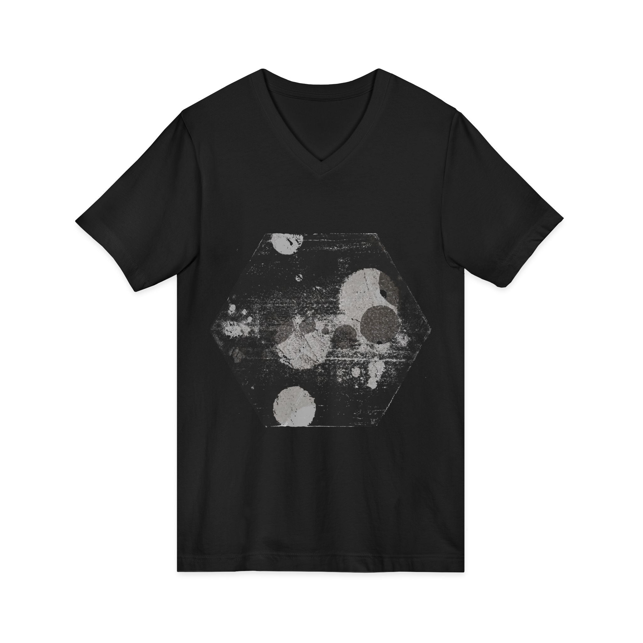 Hex Moon Graphic V-hals T-shirt Design Hex21 — Verweerde Space Cheese Vintage Astronomie V-hals T-shirt 