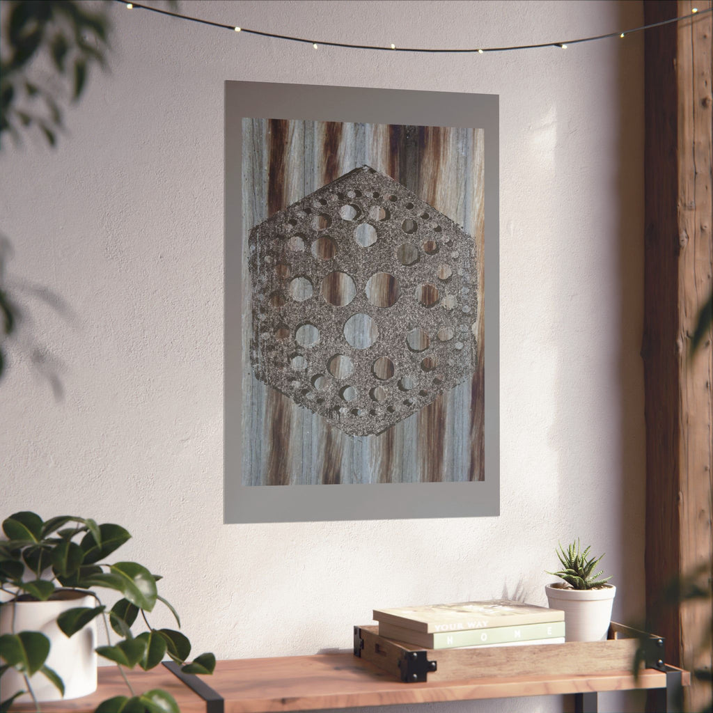 Rustic Honeycomb Poster Matte Vertical Poster | Hexagon Wall Art, Barn Wood Texture