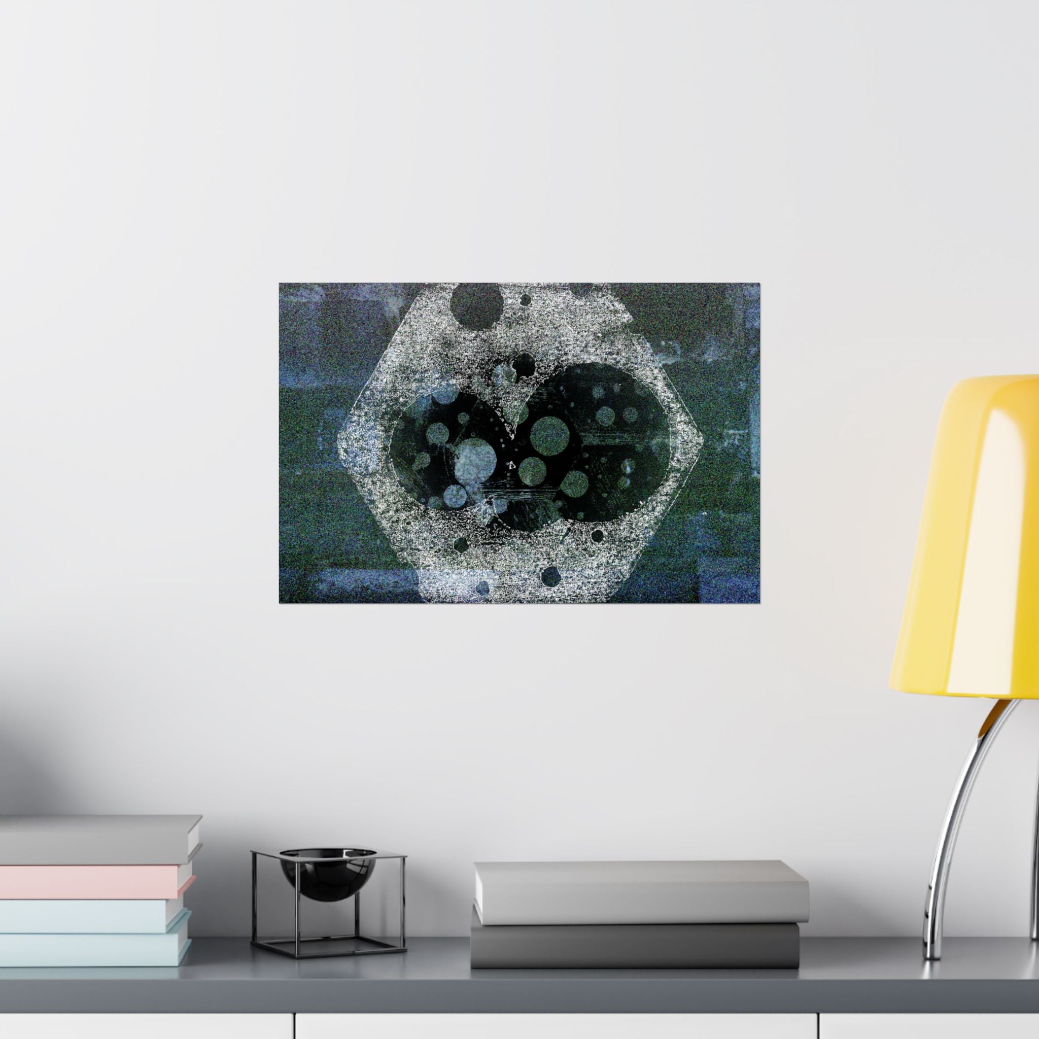 Abstract Hexagon Galaxy Matte Poster — Blue Green Modern Wall Art