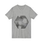 Hex Moon Graphic Tee Design Hex15 — Distressed Space Cheese Vintage Astronomy V-Neck T-Shirt