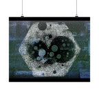 Abstract Hexagon Galaxy Matte Poster — Blue Green Modern Wall Art