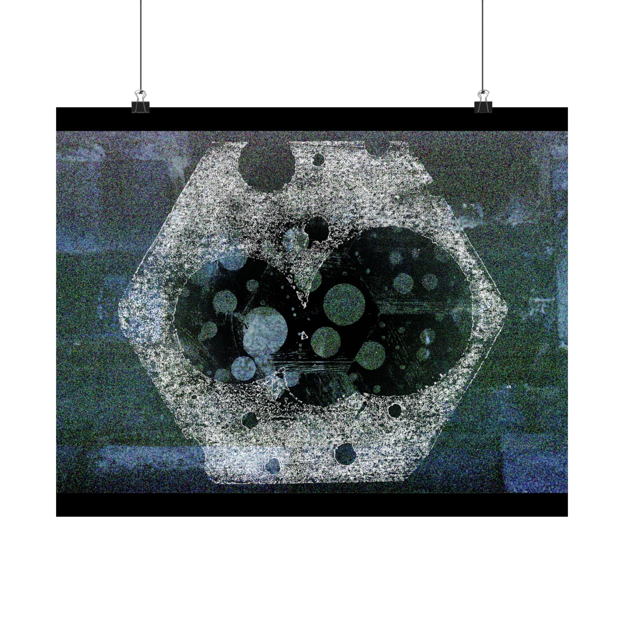 Abstract Hexagon Galaxy Matte Poster — Blue Green Modern Wall Art